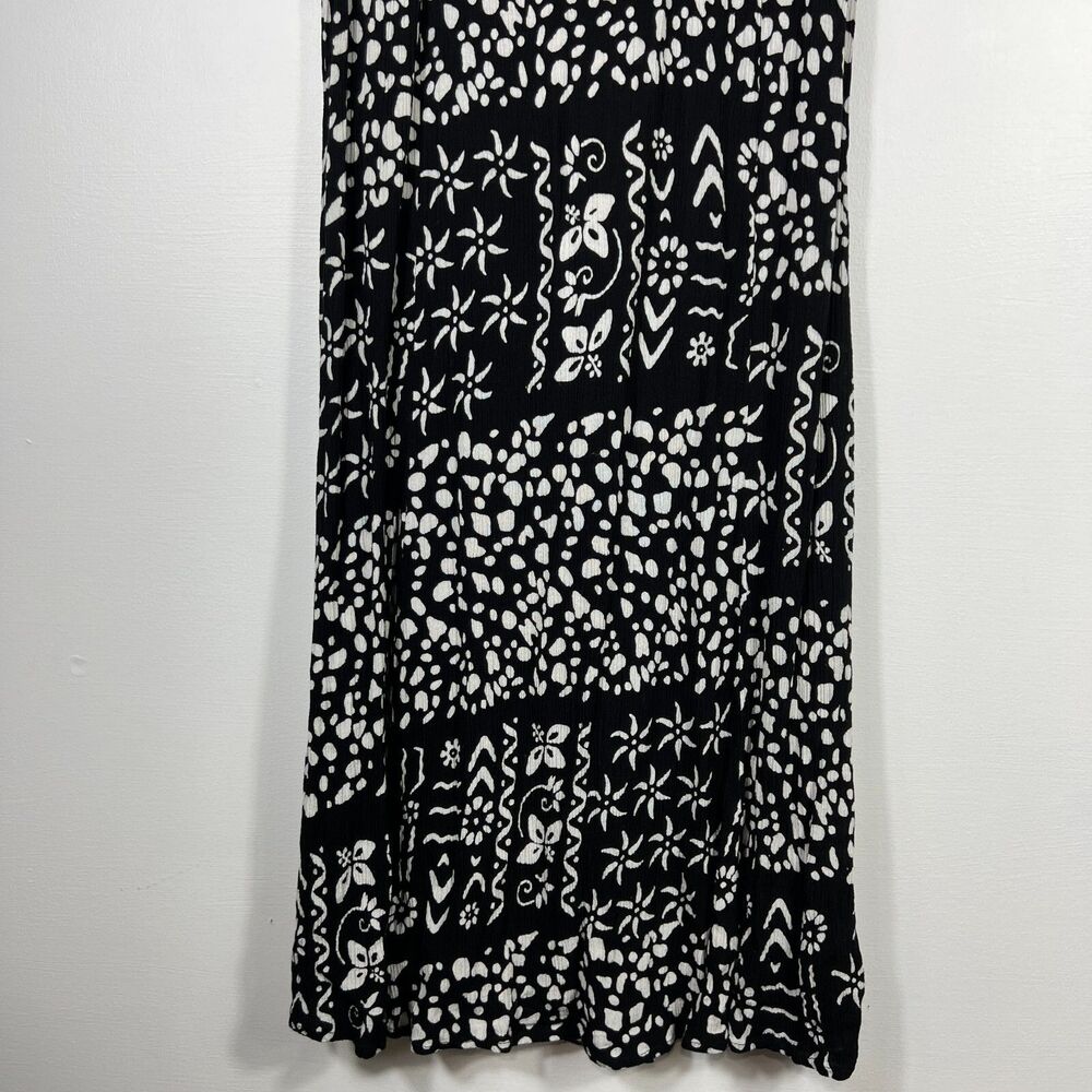 Buster N Bogi Dress 0X Black White Batik Button Front Sleeveless Flowy Floral - Picture 6 of 15